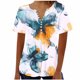 thumbnail image 1 of Tops de Algodón para las Mujeres Impreso V-Cuello Botón de Manga Corta, Blusa de Estante de Imitación Casual, 1 of 4