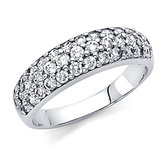 14k White Gold Cubic Zirconia Wedding Band Ring Size 7 Wedding Band for Women and Men - 3.4 Grams