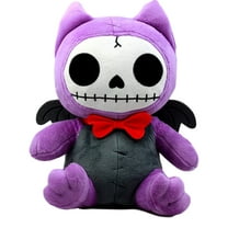 Ebros Furry Bones Skeleton Flappy The Bat With Red Bow Tie Plush Toy Doll Collectible