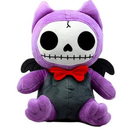 Ebros Furry Bones Skeleton Flappy The Bat With Red Bow Tie Plush Toy Doll Collectible