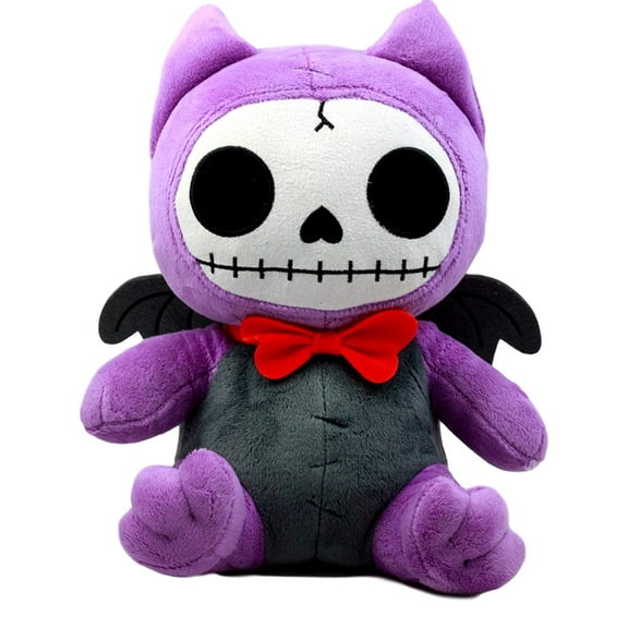 Ebros Furry Bones Skeleton Flappy The Bat With Red Bow Tie Plush Toy Doll Collectible