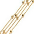 thumbnail image 1 of Ion Plating(IP) 304 Stainless Steel Twisted Chains/Curb Chains Satellite Chains with Spool Soldered Real 18K Gold Plated 1.8x1.4x0.4mm Beads: 3.5x3.5mm about 32.8 Feet(10m)/roll, 1 of 2