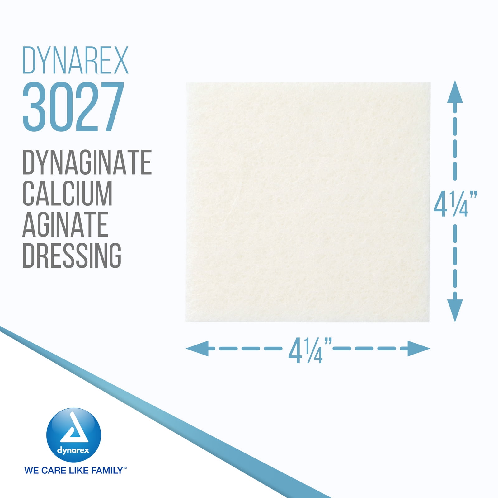 Dynarex DynaGinate Calcium Alginate Wound Dressing - Sterile, Non-Stick Topical Wound Pads - Absorbent Gel Patches For Moderate To High Exuding Cuts - For Medical & Home Use - 4.25"x 4.25", Box of 10