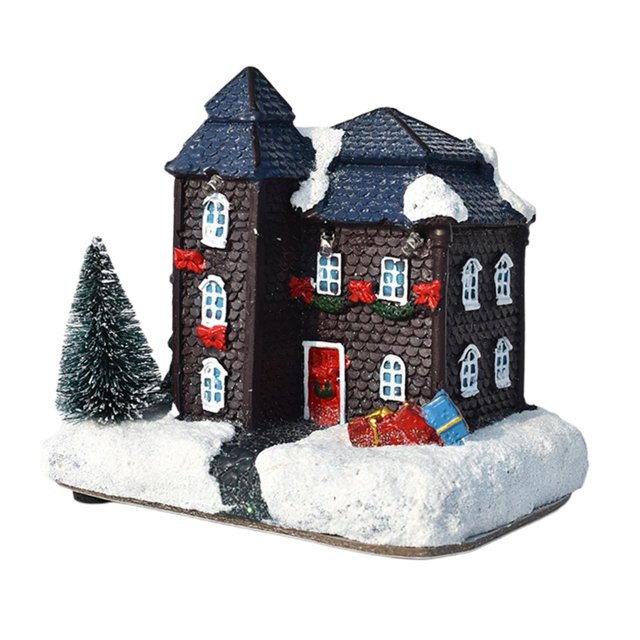 navideña de estilo vintage Casa LED Luz cálida Pueblo de nieve Casa de de nieve a Sunnimix Casa de miniaturas de resina