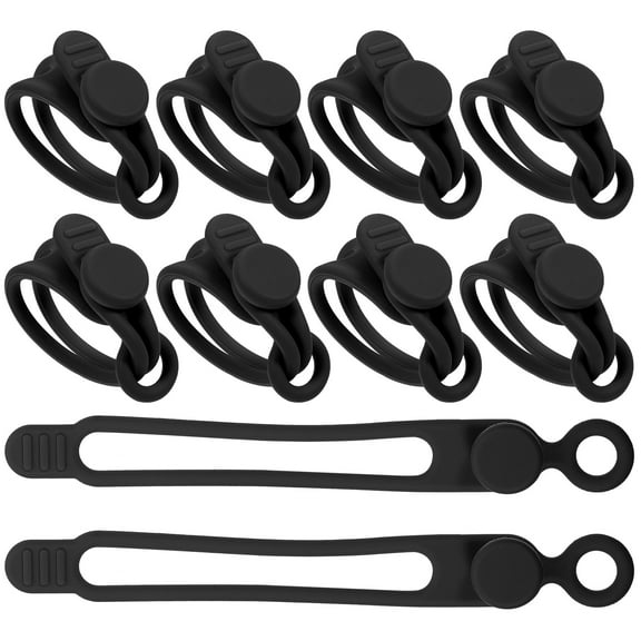 CRAFTHROU 10Pcs Reusable Silicone Cord Ties for Cable Management 4.13X0.47X0.31In
