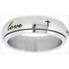 Solid Rock Jewelry 109302 Ring Stainless Cursive True Love Waits With Crosses Spin Style 388 Size 8