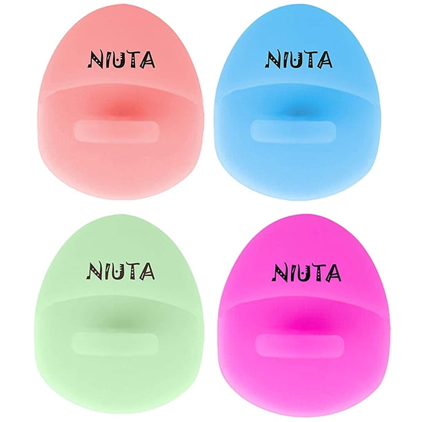 Manual Facial Cleansing Brushes, Super Soft Silicone Face Scrubber, Face Massager and Exfoliator for Sensitive, Delicate, Dry Skin (4 Color Set)