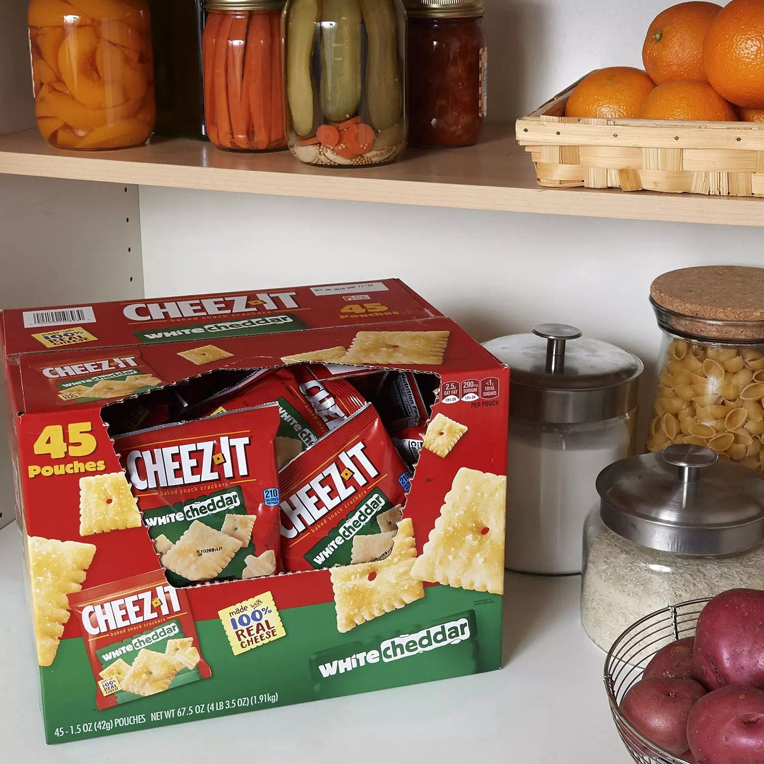 Cheez-It White Cheddar Snack Packs 45 Pouches, 1.5oz ea