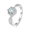 thumbnail image 3 of Timorina 1CT Twisted 6 Prongs Moissanite Engagement Ring, Silver with 18K White Gold Plated, 3 of 8
