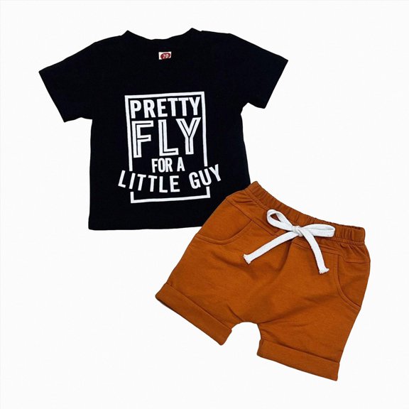 Baby Boy Summer Clothes 2 Piece Outfit Letter Print Short Sleeve Top Comfy Solid Shorts Set Kaprioy Baby Boy Clothes 0 3 6 12 18 24 Months