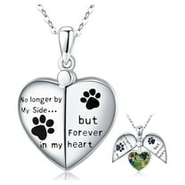 Coachuhhar Heart Paw Print Locket Necklace 925 Sterling Silver That Holds Pictures Puppy Dog Cat Pendant Necklace Locket Jewelry Gifts for Women
