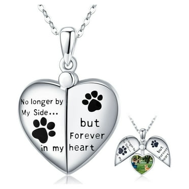 Coachuhhar Heart Paw Print Locket Necklace 925 Sterling Silver That Holds Pictures Puppy Dog Cat Pendant Necklace Locket Jewelry Gifts for Women