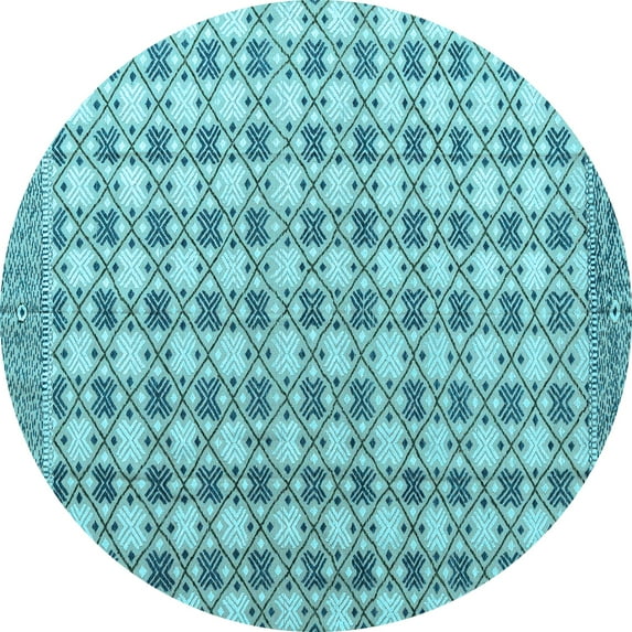 Ahgly Company Indoor Round Abstract Light Blue Modern Area Rugs, 6' Round