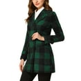 thumbnail image 5 of INSPIRE CHIC Women's Notched Lapel Long Sleeves Double Breasted Plaids Overcoat XS Green, 5 of 9