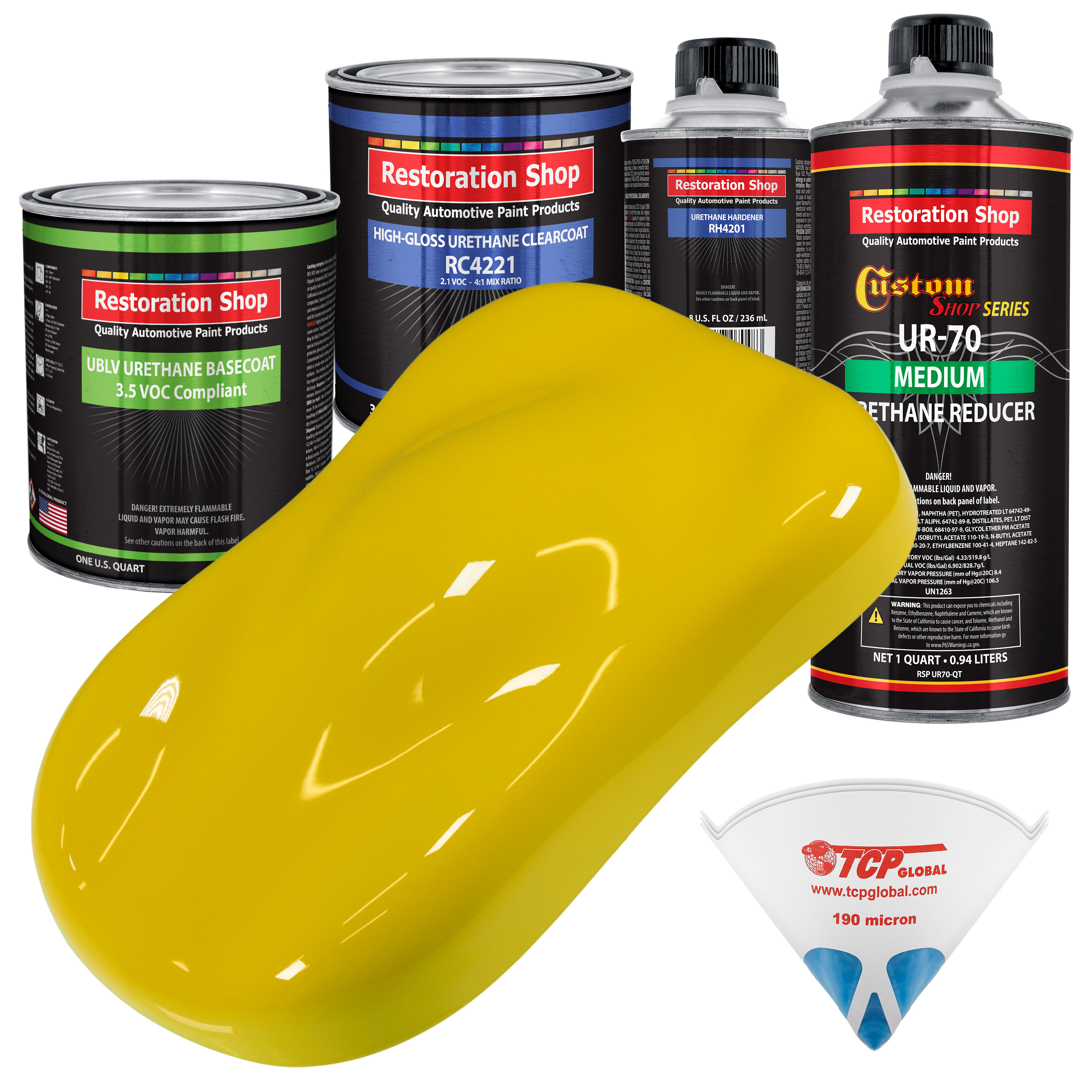 Electric Yellow Quart Kit Low VOC URETHANE BASECOAT Car Auto Body Paint