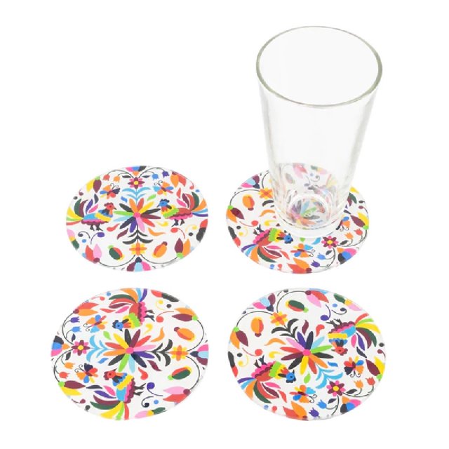 Set 4 Portavasos Redondos Decorativos Vidrio 10cm Billu BILLU S4PV-MEXC
