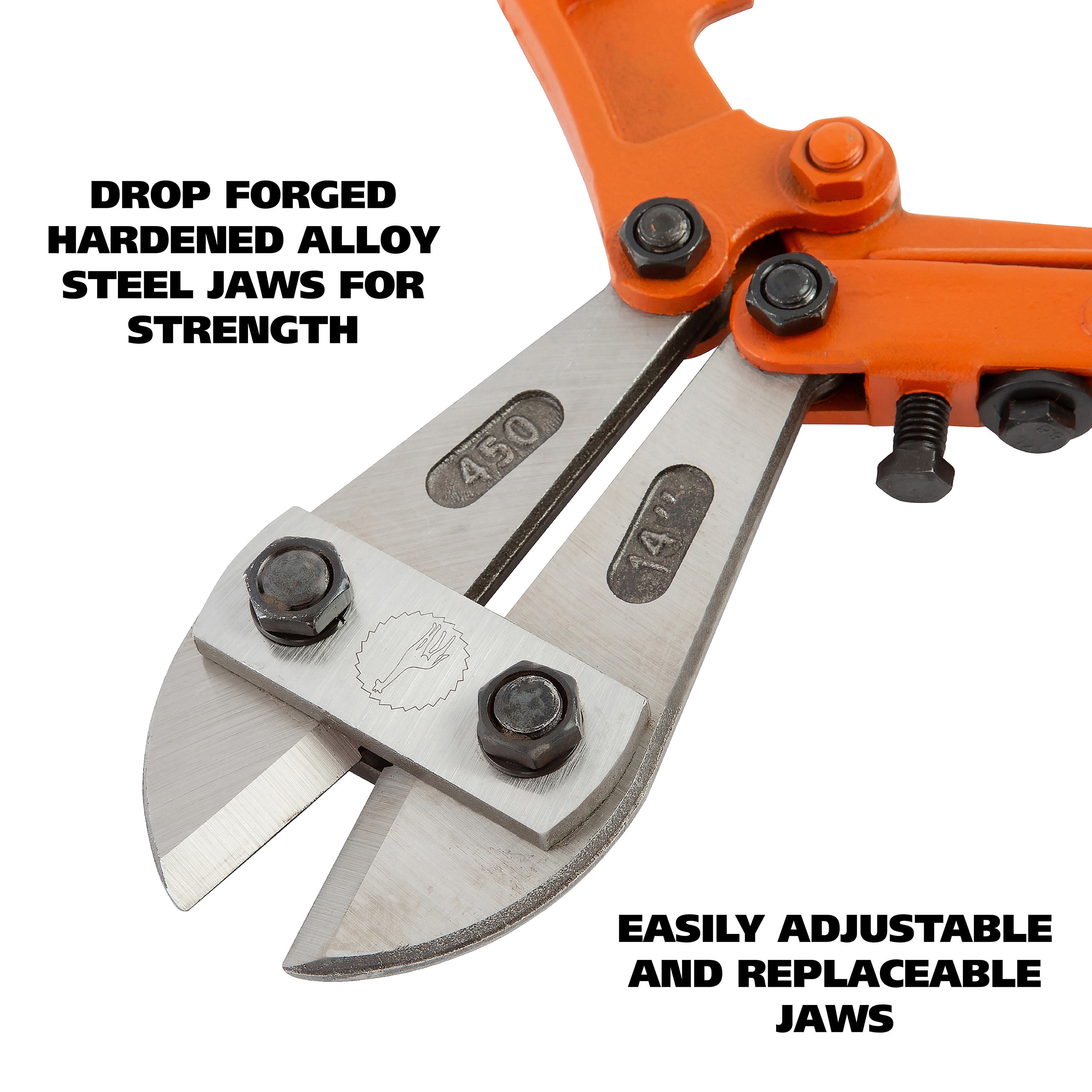 GreatNeck Steel Bolt Cutters, Orange, 14 inch