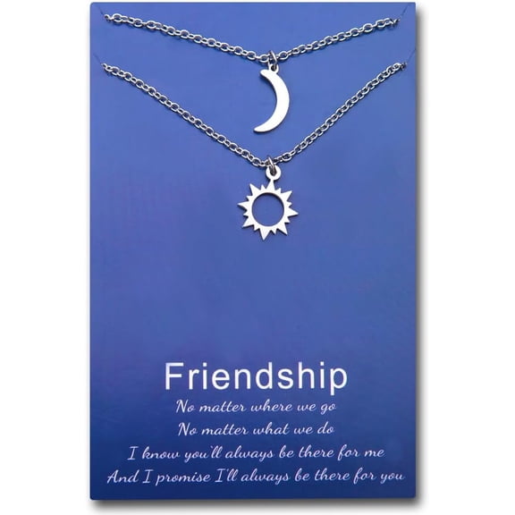 Matching Friendship Necklaces for 2 Best Friends Necklaces Gifts for Women Silver Sun and Moon Necklace Gifts for Sisters Sister Gifts for Bestie Birthday Gifts for Women Necklace for Best Friend