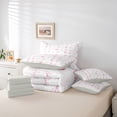 thumbnail image 6 of jejeloiu Pink Bowknot 7-Piece Twin Bedding For Girls,Watercolor Seashell Starfish Bedding Comforter Set,Pink White,Light Gray Reversible, 6 of 7