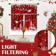 thumbnail image 4 of Christmas Reindeer Kitchen Window Curtains and Valances Set 36 Inch, Pine Tree Branches Winter Snowflakes Red Short Tier Curtain for Cafe Living Room Bathroom, Xmas 3 Pieces Set Kitchen Decor, 4 of 7