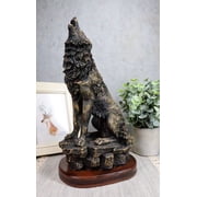 Ebros Howling Wolf Statue 10.5 Tall Alpha Wolf Pack Figurine in Faux Bronze