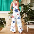 thumbnail image 4 of Iaqnaocc 4th Of July Jumpsuits for Women Loose Fit American Flag Stars Sleeveless Wide Leg Summer Adjustable Strap Flag Jumpsuits Rompers White S, 4 of 6