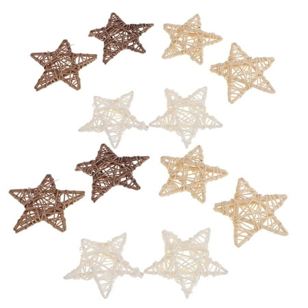12x Assorted Star Handmade Wicker Rattan Balls for Wedding Party Crafts 7cm