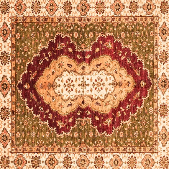 Ahgly Company Indoor Square Abstract Orange Modern Area Rugs, 4' Square