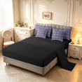 thumbnail image 3 of Manfei Classic Plaid 7-Piece King Bedding,Vintage Check King Bed in a Bag,Purple,Black Reversible, 3 of 7