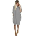 thumbnail image 2 of IDALL Plus Size Dresses,Long Sleeve Dress Womens Pocket Loose Dress Ladies Crew Neck Casual Long Tops Dress Plus Size Elegant Dresses,Womens Dresses,Casual Dresses for Women Gray Dress 2XL, 2 of 5