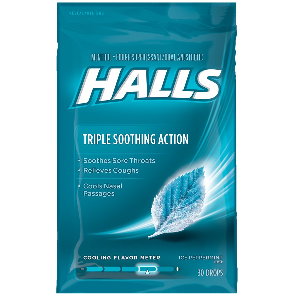 Halls Cough Drops Ice Peppermint 30 Drops