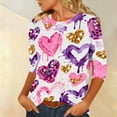 thumbnail image 4 of Vetsdori Tops for Ladies Heart Print 3/4 Sleeve Valentines Pullover Holiday,Gifts for Girlfriend Love Cute Juniors Blouses Fashion, 4 of 6