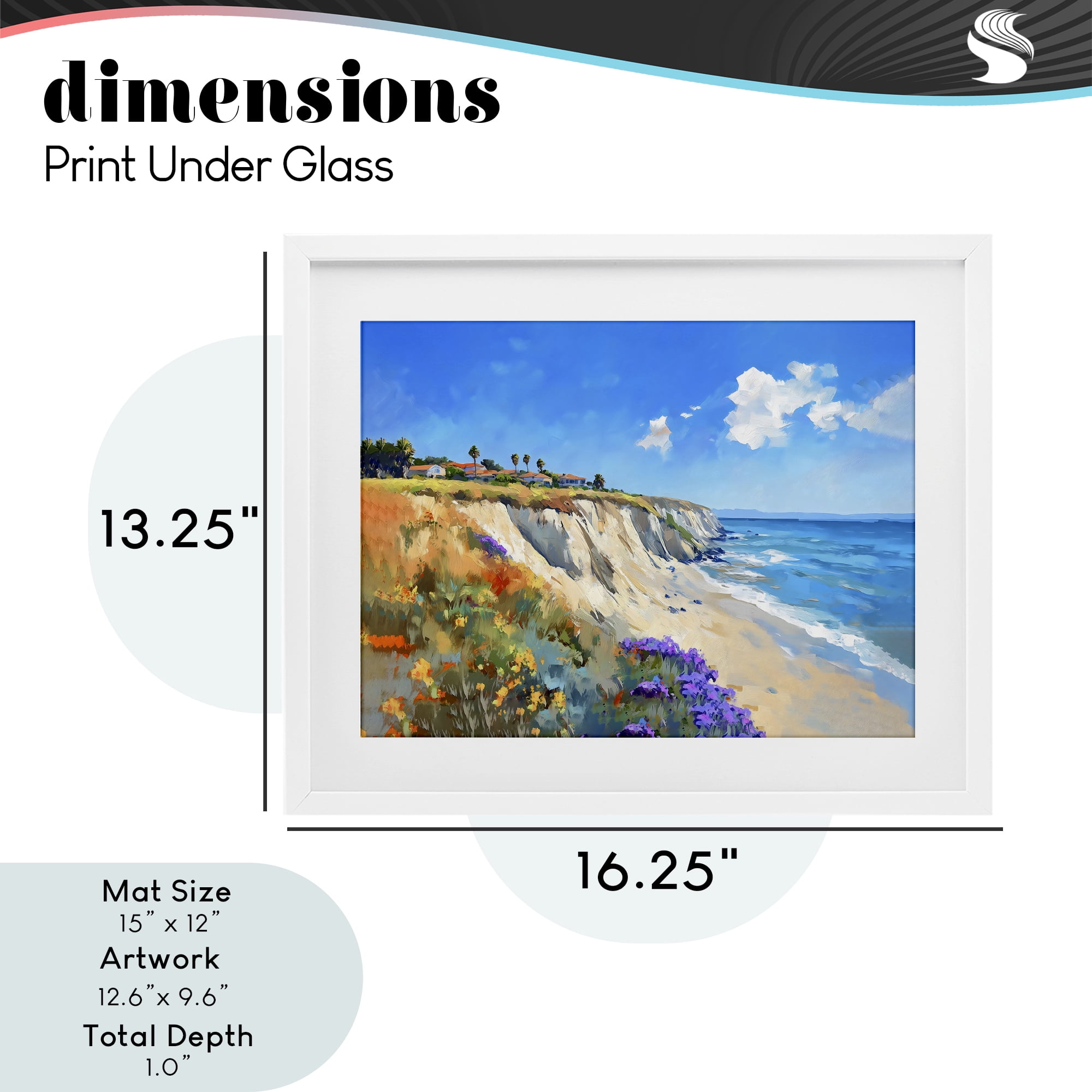 Stupell Industries Coastal Wildflower Field White Framed Print Under Glass, design by The Prints Vibe