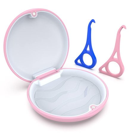 Ziznba Retainer Case Solid Orthodontic Retainer Case With Aligner(2 Pack Aligner)-Pink