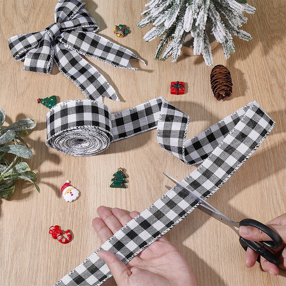 1 Roll Polyester Ribbon Tartan Pattern for Christmas Gift Packaging Black 1-1/2 inch(38mm) about 19.69 Yards(18m)/Set DIY
