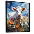 thumbnail image 2 of Designart "Floral Grazing Cow II" Animals Floater Framed Canvas Art Print, 2 of 7