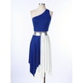 thumbnail image 6 of Kaerm Women's Praise Dance Dress Color Block Dresses High Low Skirted Lyrical Dancewear Royal Blue S, 6 of 7