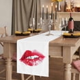 thumbnail image 2 of Red Lip 90 Inch Table Runner, Kiss Love Abstract Art Farmhouse Dresser Scarf Cotton & Linen Tablerunner for Dining/Kitchen Island/Holiday Party Décor 13" x 90", 2 of 9