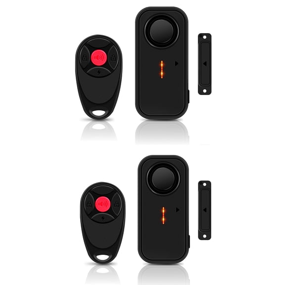 NineLeaf Door Alarm When Opened, 108dB Sliding Door Alarms and Sensors for Home Security, Wireless Burglar Alarm with Remote for Apartment Business Office Entry IP66 Waterproof 4 Volume Levels, 2Pcs