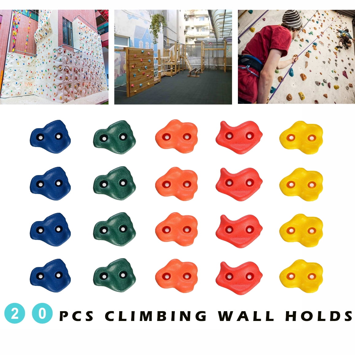 20Pcs Textured Resin Bolt On Climbing Frame Rock Wall Grab Holds Grip Stones 