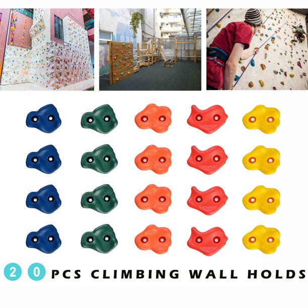 WADEO 20 Pcs Climbing Wall Hand Holds, Colourful Climbing Stones, Safe