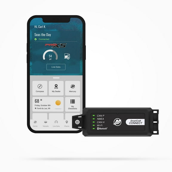 Mercury Marine SmartCraft Connect Mobile -  Outboard Connected Boat Engine System for Single Engine, Under Cowl Mount, with Mercury Marine App