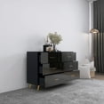 thumbnail image 2 of High Glossy Surface 6 Drawers Chest of Drawer with Golden Handle and Golden Steel Legs Black Color Vanity, 2 of 9