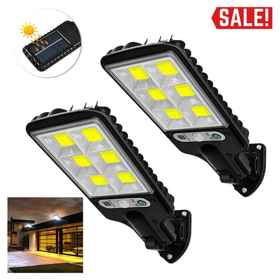 Loiyu 2 Pack Outdoor Solar Street Lights LED Motion Sensor Flood Light, Waterproof Solar Powered Security Lights Dusk to Dawn Wall Lamp for Garden, Patio, Gate, Path, Street, Yard
