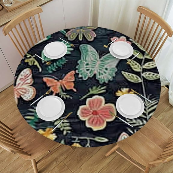 HAOXIT Fitted Round Tablecloth , cards Table cover,Elastic Edged Table Cloth Fits Round Tables 31-35