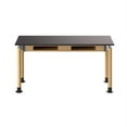 thumbnail image 3 of National Public Seating PSLT2460AH-OK-BC 24 x 60 in. Height Adjustable Science Lab Table with Book Compartments, Phenolic Top & Oak Legs - Black, 3 of 5