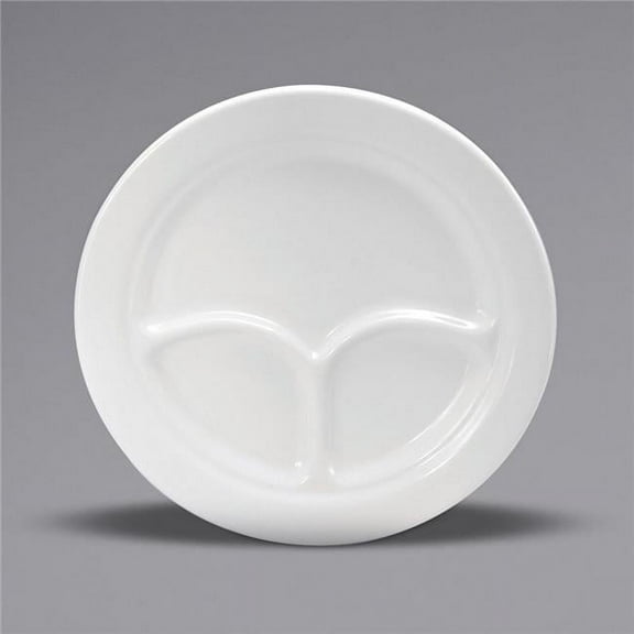Buffalo F9010000137 8.75 in. Cream White Ware Rolled Edge Porcelain Compartment Plate
