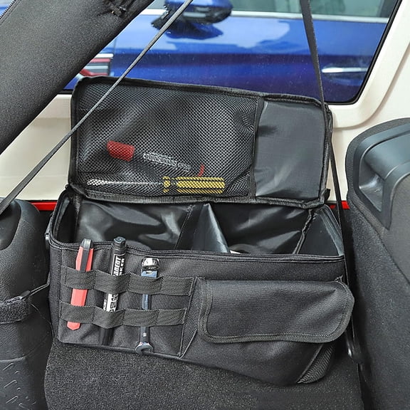 Wheel Well Storage Bin, Rear Trunk Organizer, Cargo Storage Tray compatible with 2018-2024  Wrangler JL JLU 4-Door, Interior Storage Expansion Accessories, Right Left Side, Black