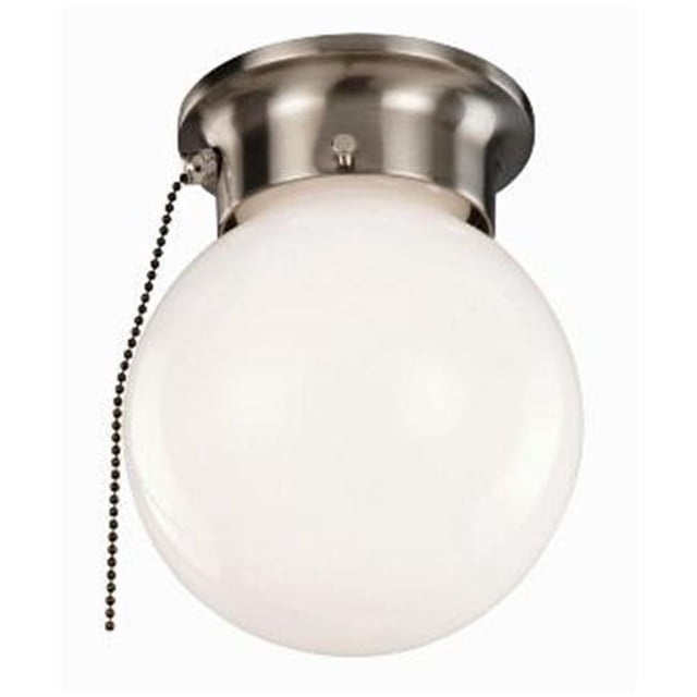 Design House 519272 1-Light Ceiling Mount Globe Light with Pull Chain, Satin Nickel Finish