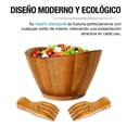 thumbnail image 2 of Ensaladera Artesanal CASA LITUS de Madera de Acacia 5.5 Litros con 2 Palas, 2 of 7